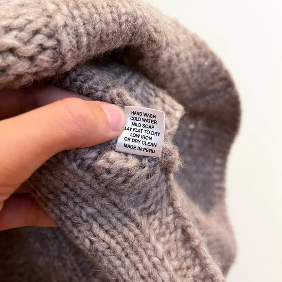 Jarbo Baby Alpaca Blend Brown Knit V Neck Soft Bohemian Oversized Sweater Vest 0 - Picture 7 of 8